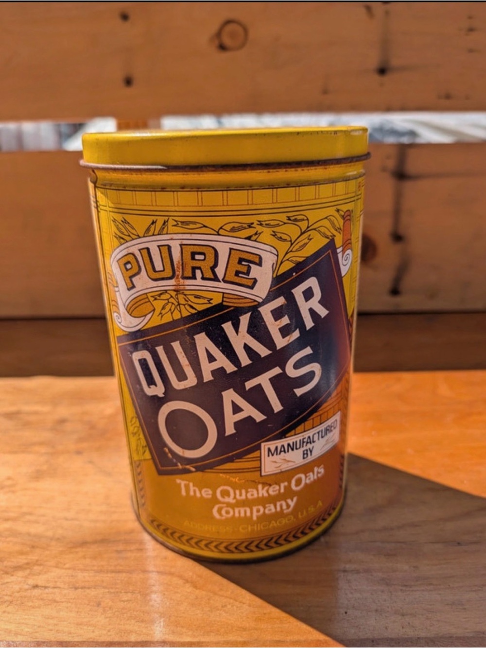 Vintage-Style Yellow Metal Canister